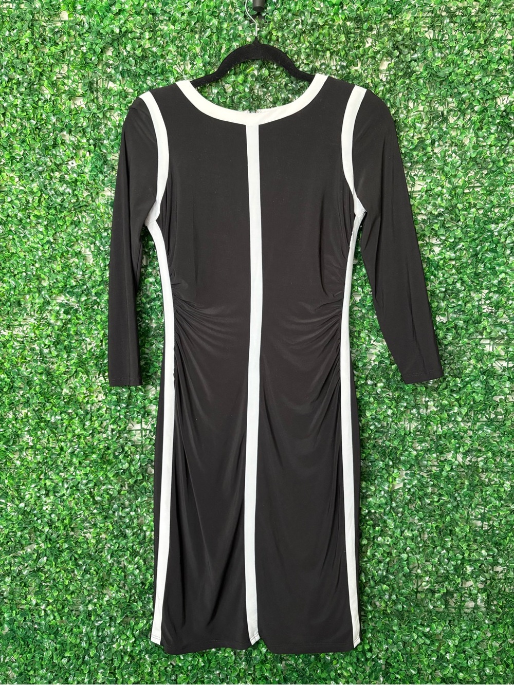 Lauren Ralph Lauren Black and White Stripes  Long Sleeve Midi Dress